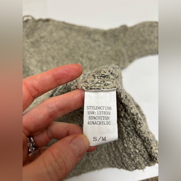 Debut Boucle knit oversized v-neck sweater textured‎ size S/M beige black - Picture 10 of 11